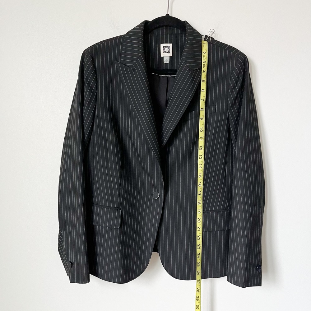 Anne Klein Pinstripe Blazer‎ Womens 14 Black White - Picture 5 of 9